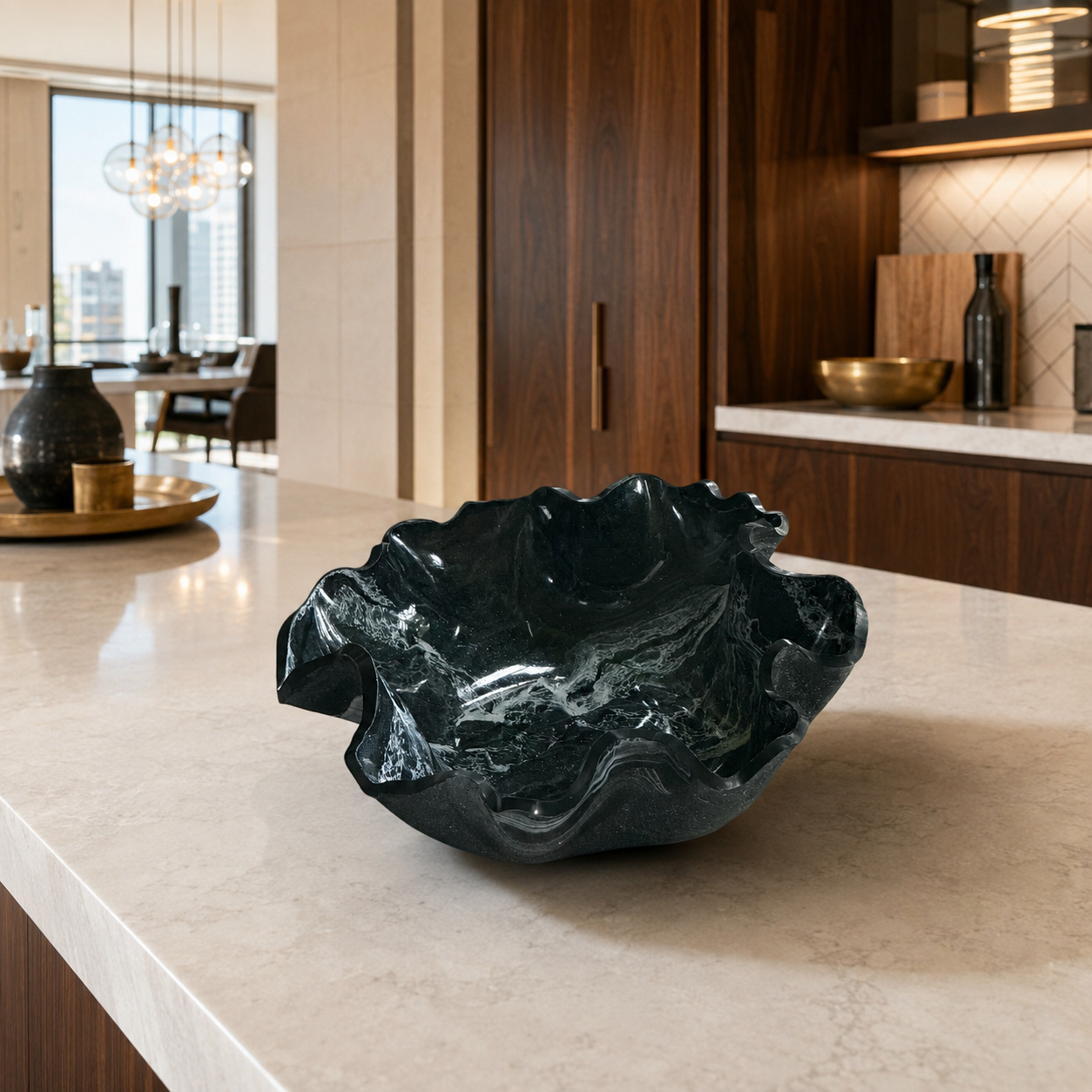 Medium Black bowl, 11x3" geode design epoxy resin