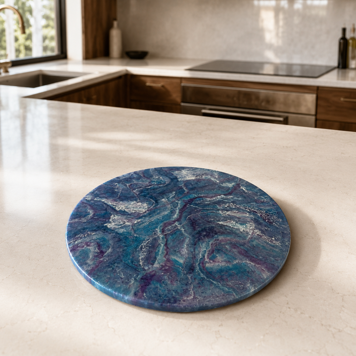 Purple and Blue Lazy Susan geode design epoxy resin, 5 sizes