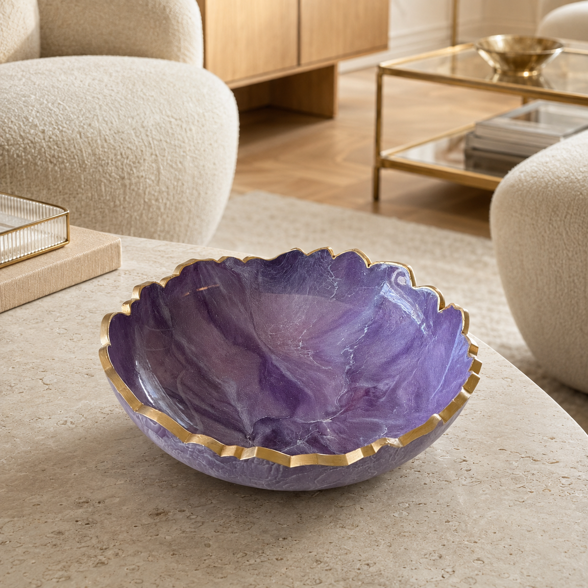 Small Purple bowl, 8x2" geode design epoxy resin