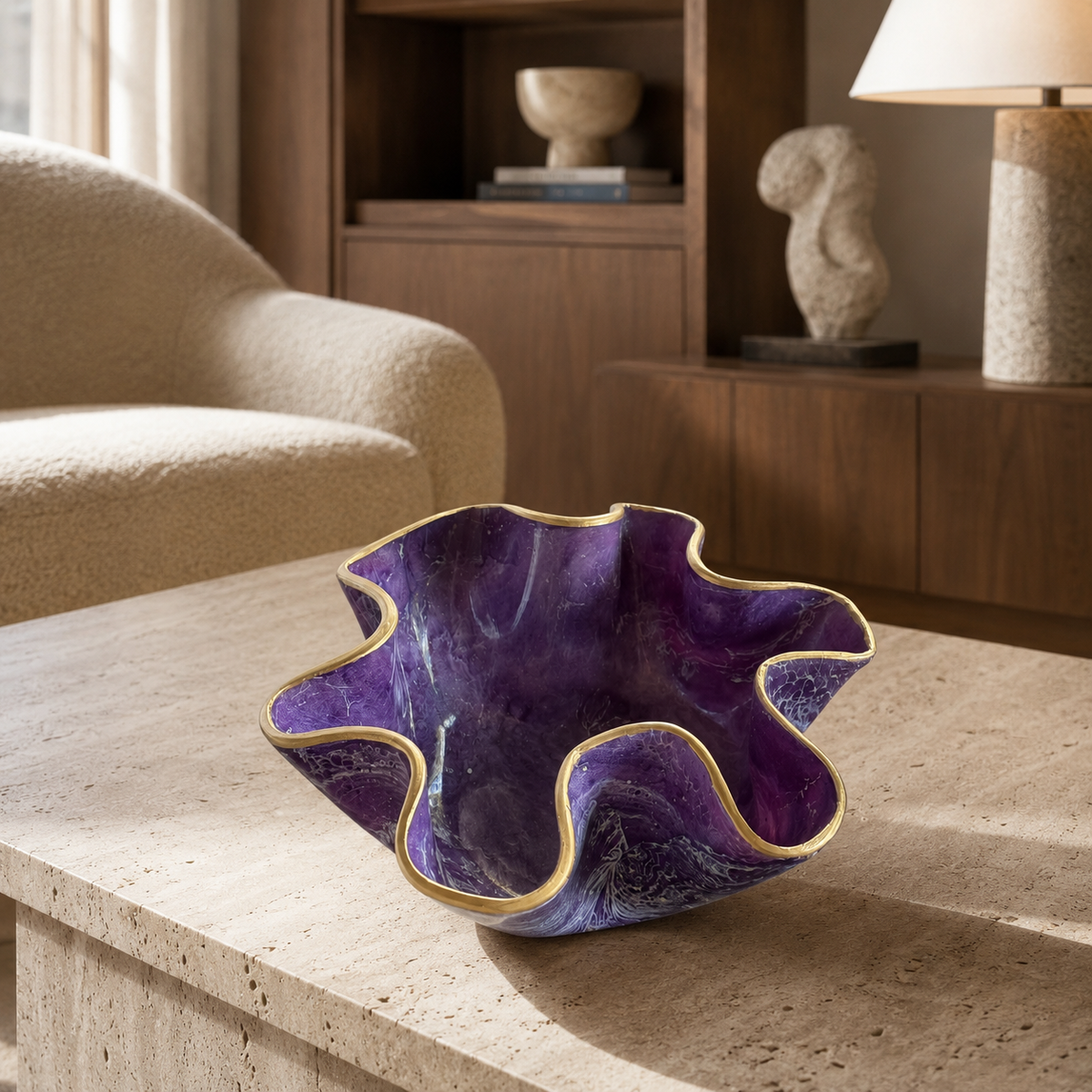 X Small Purple bowl, 8x3" geode design epoxy resin