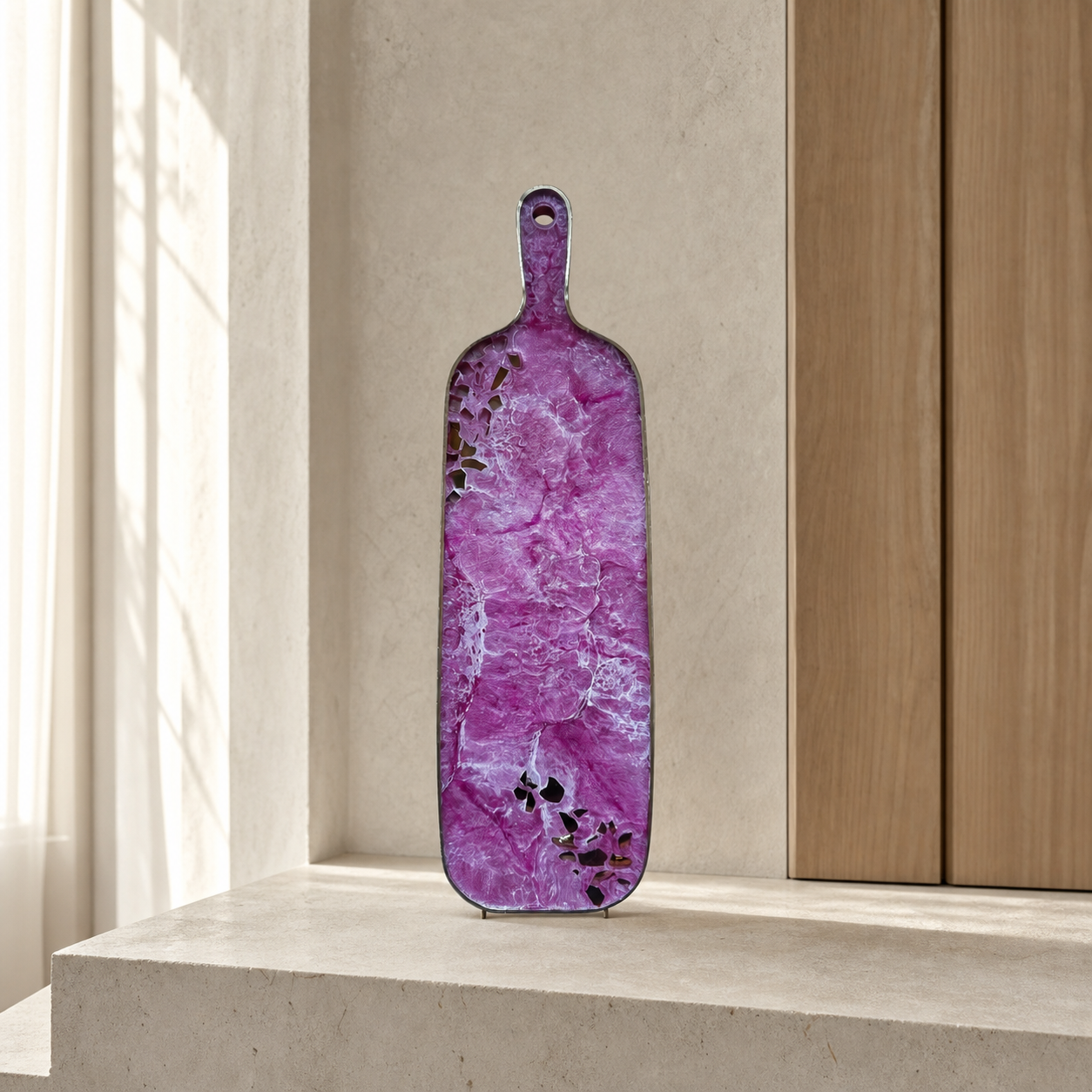Pink Cheese board, 3 sizes handmade epoxy resin geode design