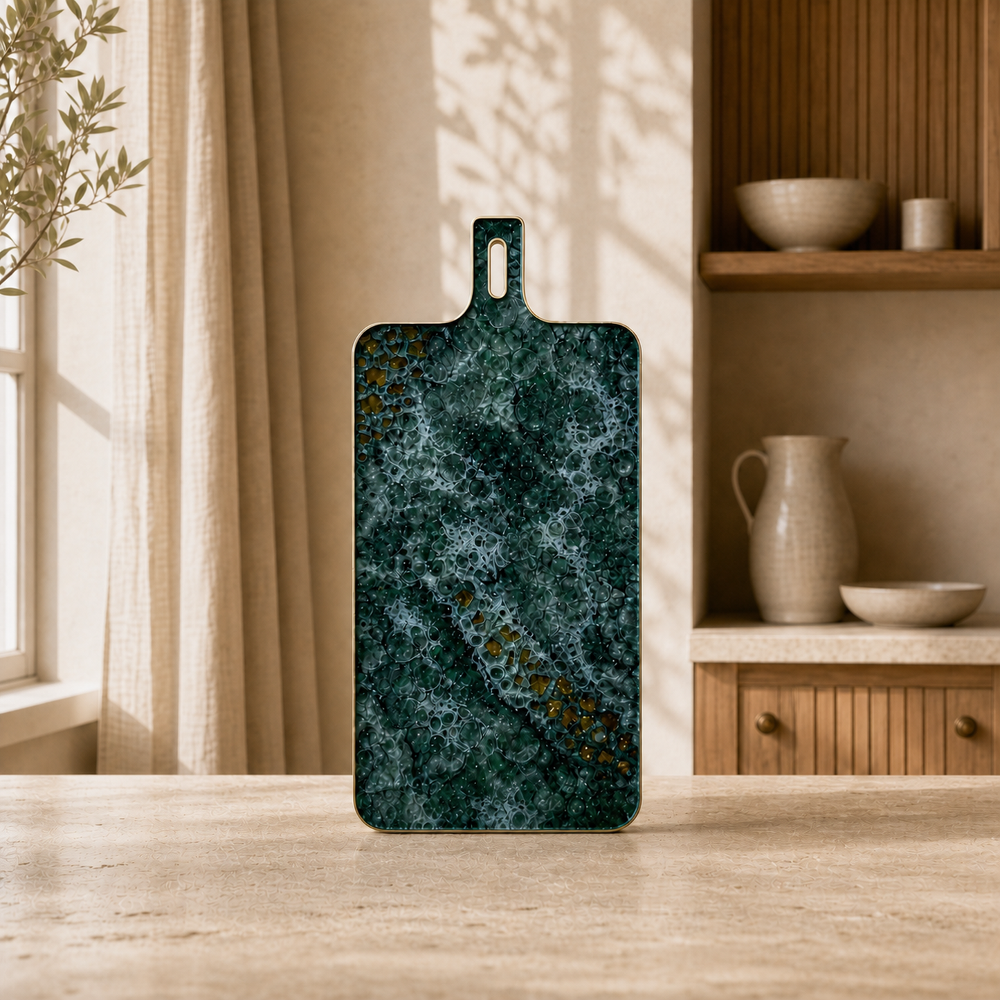 Green Cheese board, 3 sizes handmade epoxy resin geode design