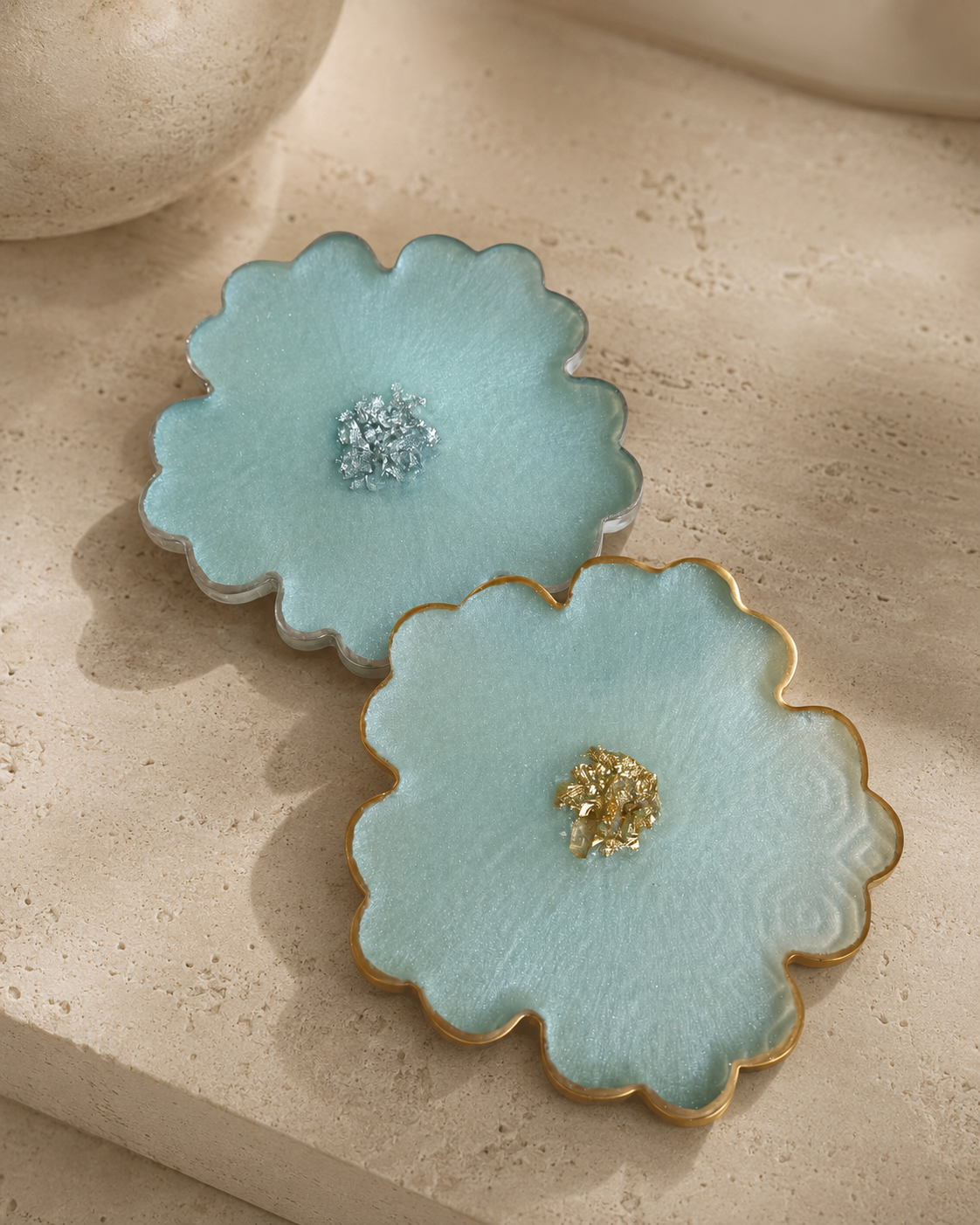Ocean colors Flower Coasters epoxy resin