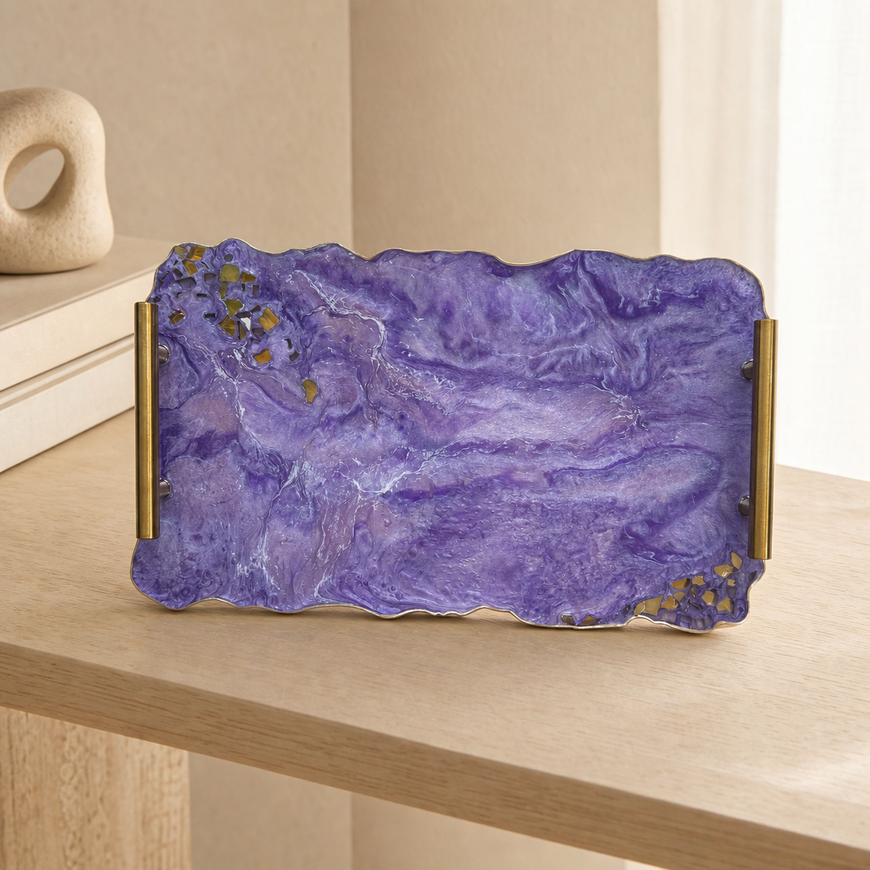 Purple tray handmade epoxy resin geode design
