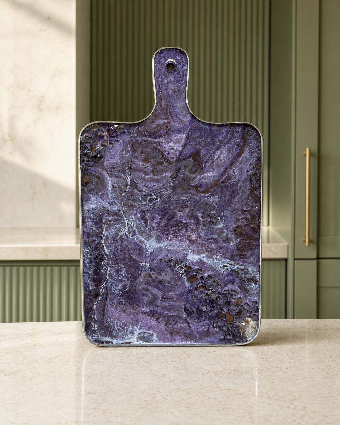 Purple and Brown Cheese board, 3 sizes handmade epoxy resin geode design