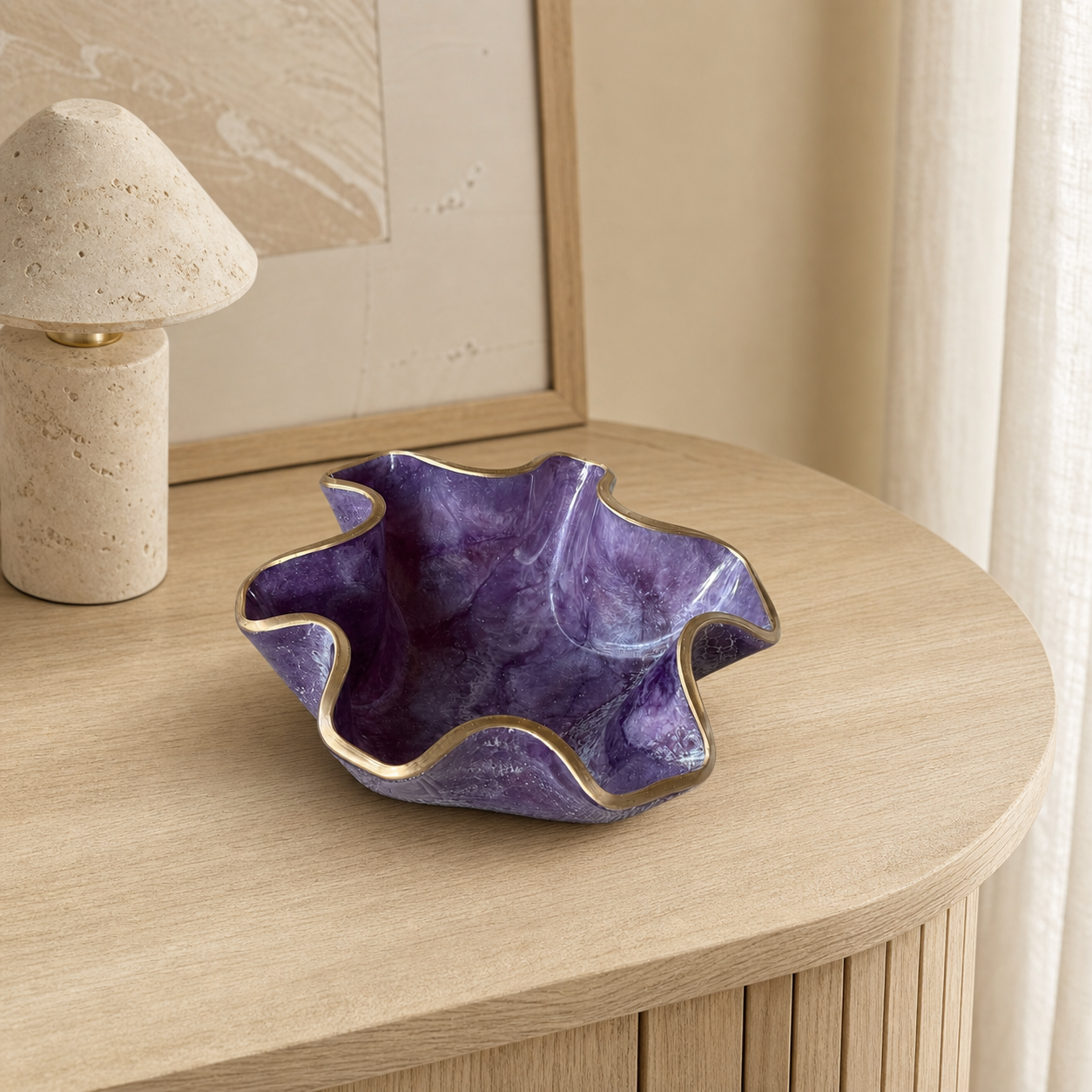 Small Purple bowl, 8x3" geode design epoxy resin