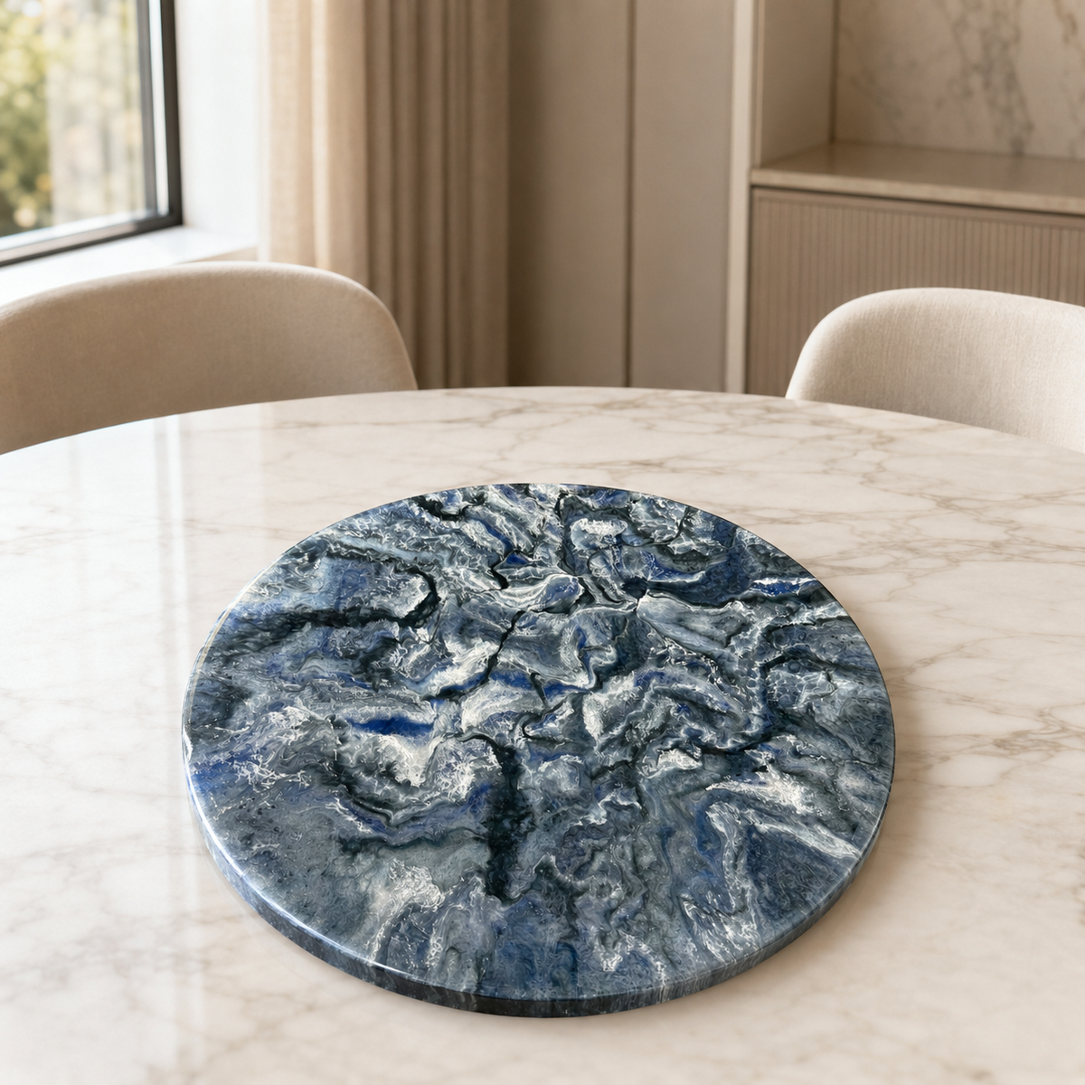 Blue Lazy Susan geode design epoxy resin, 5 sizes