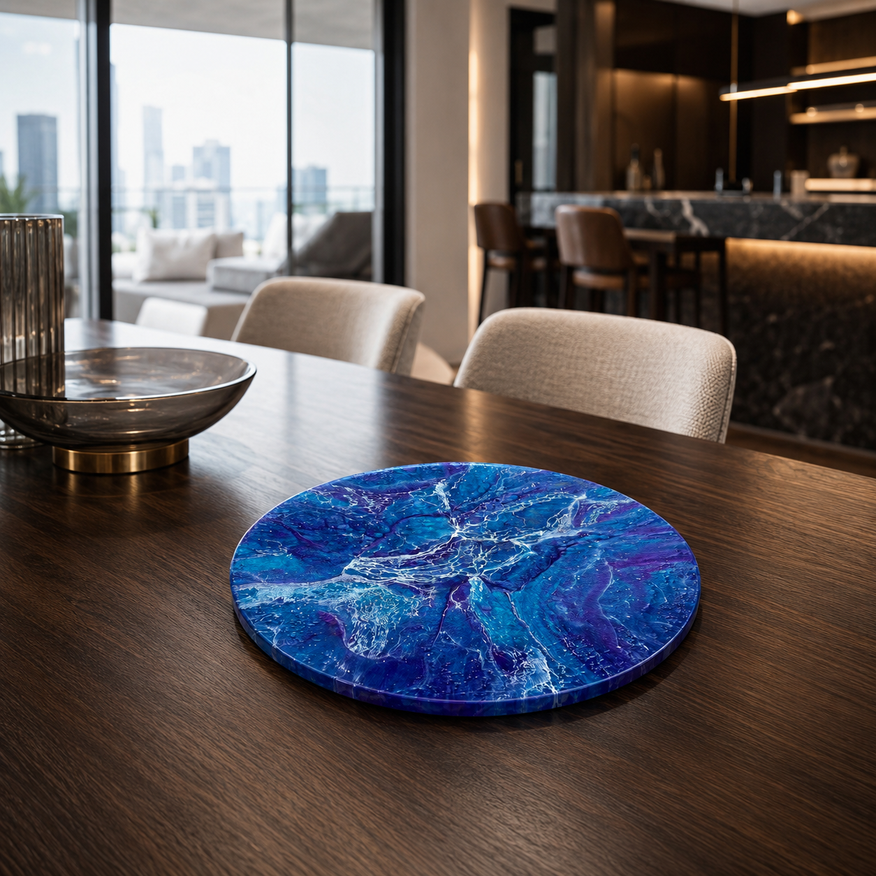 Purple and Blue Lazy Susan geode design epoxy resin, 5 sizes
