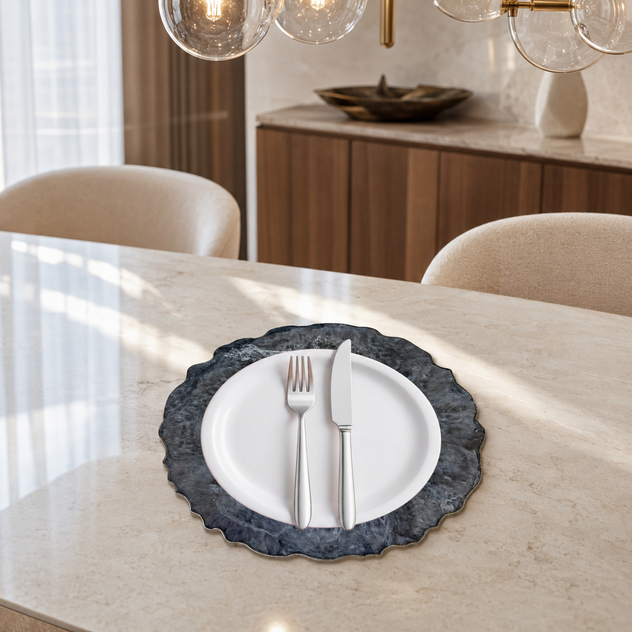 Silver and Grey Placemats geode design epoxy resin