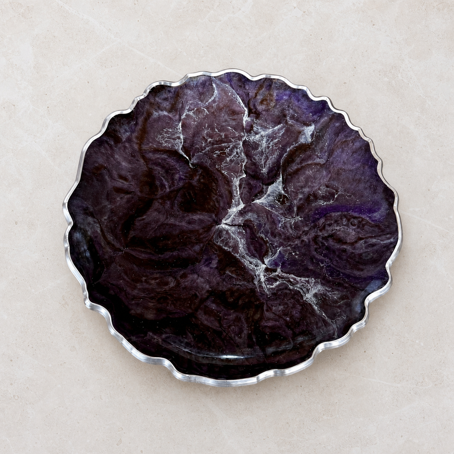 Purple and Brown Platter 12" geode design epoxy resin