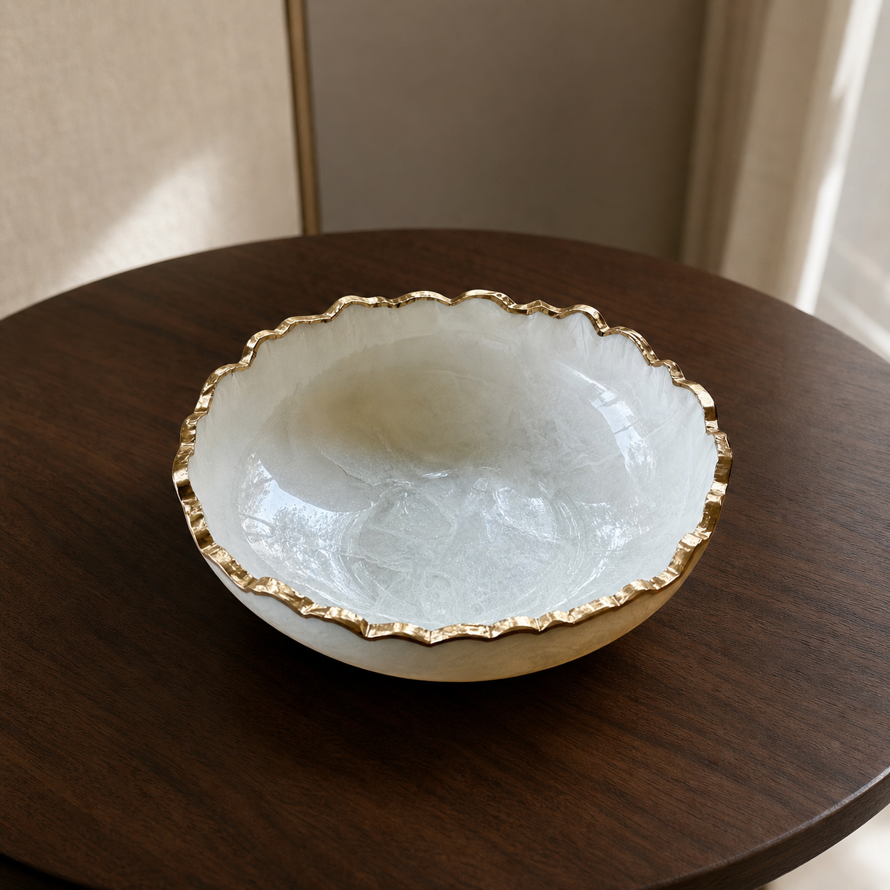 Small White bowl, 8x2" geode design epoxy resin