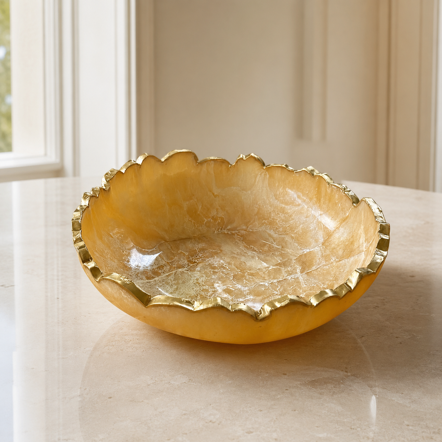 Small Cream bowl, 8x2" geode design epoxy resin