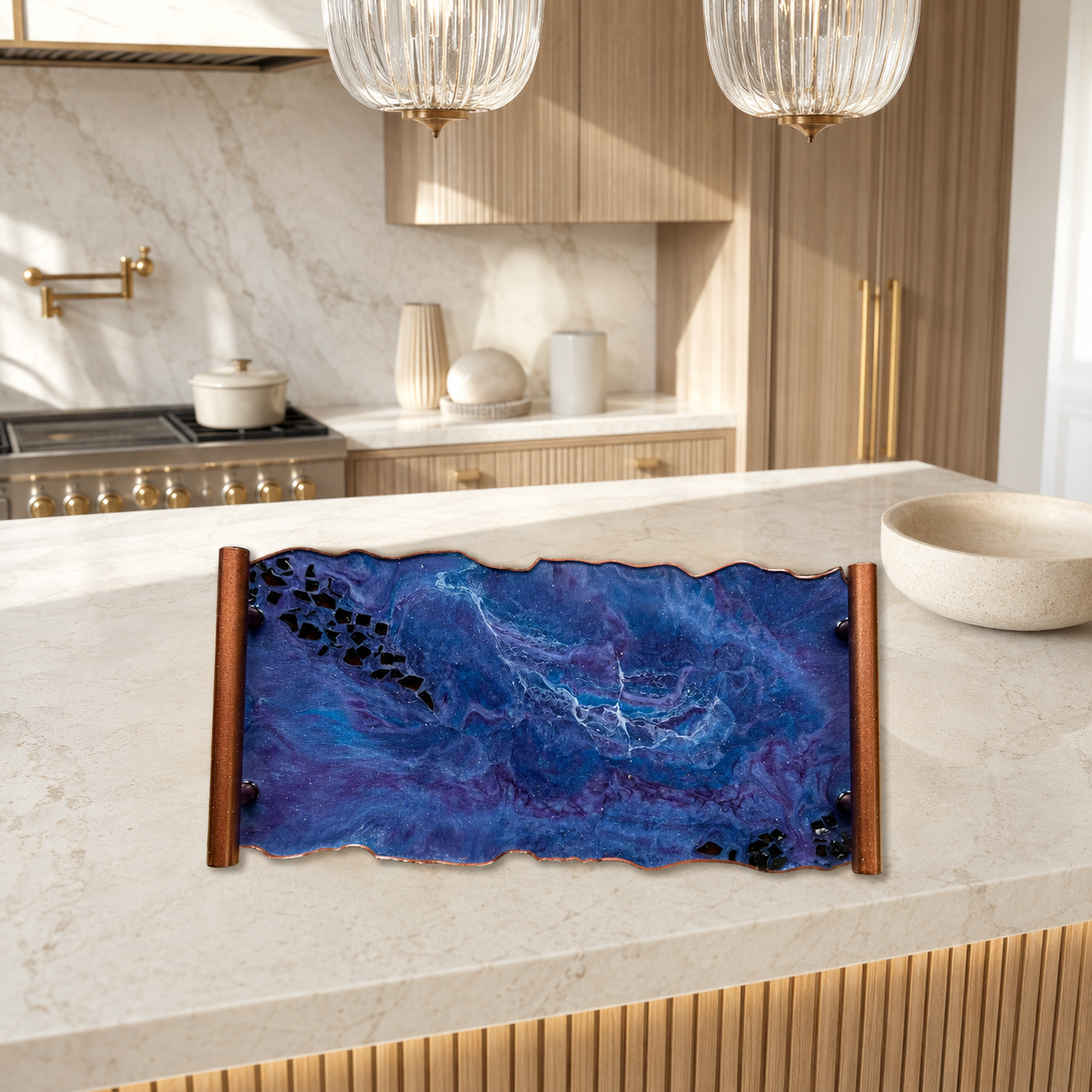 Purple and Blue tray handmade epoxy resin geode design