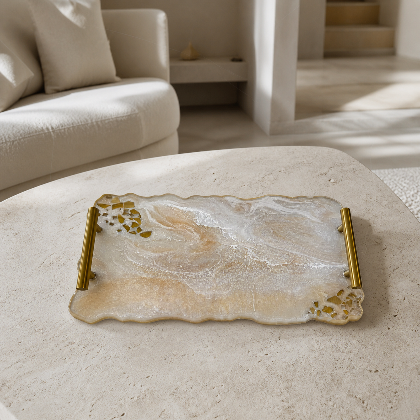 Cream tray handmade epoxy resin geode design