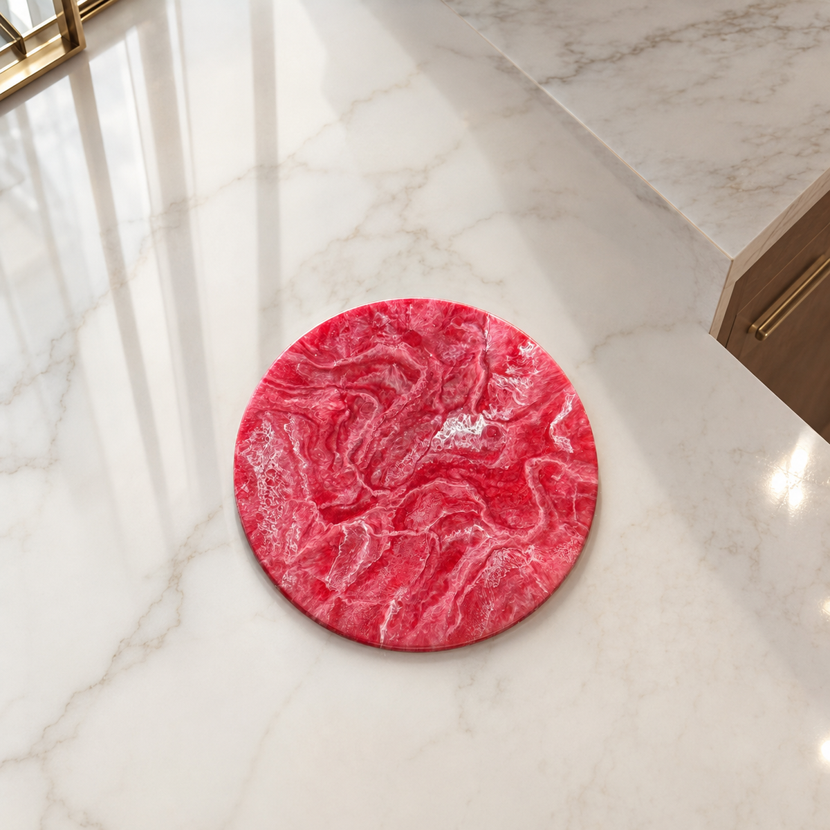 Red Lazy Susan geode design epoxy resin, 5 sizes