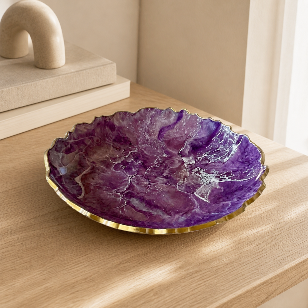 Purple Platter 12" geode design epoxy resin