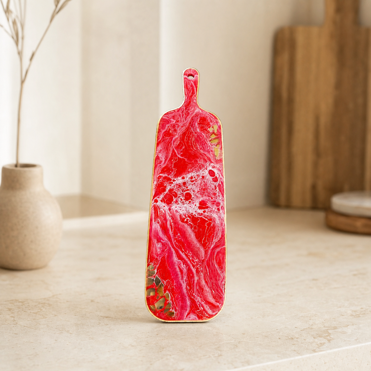 Red Cheese board, 3 sizes handmade epoxy resin geode design