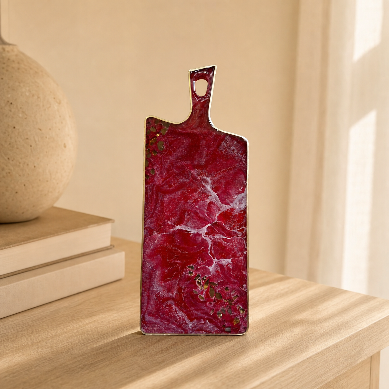 Red Cheese board, 3 sizes handmade epoxy resin geode design