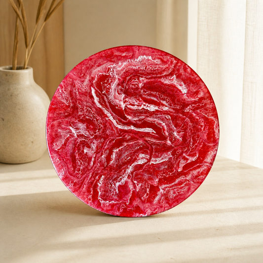 Red Lazy Susan geode design epoxy resin, 5 sizes
