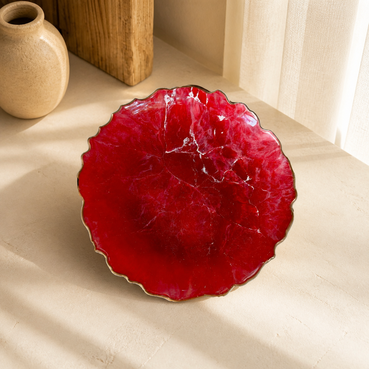 Red Platter 12" geode design epoxy resin