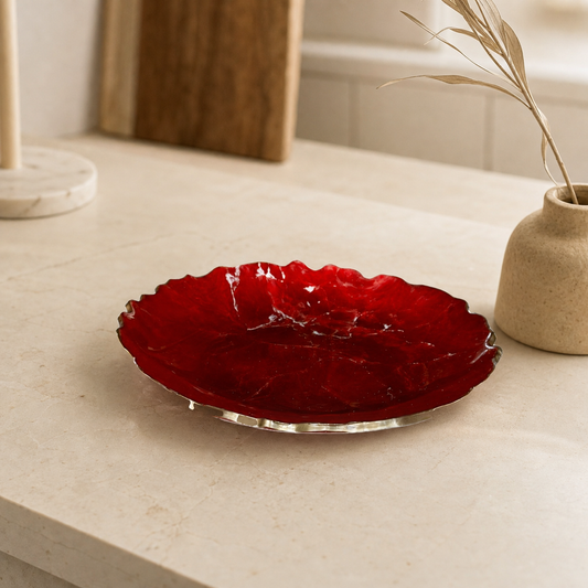 Red Platter 12" geode design epoxy resin