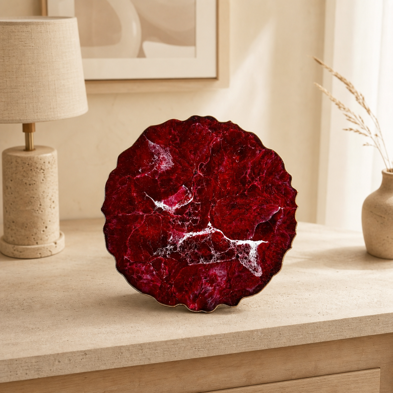 Red Placemats geode design epoxy resin