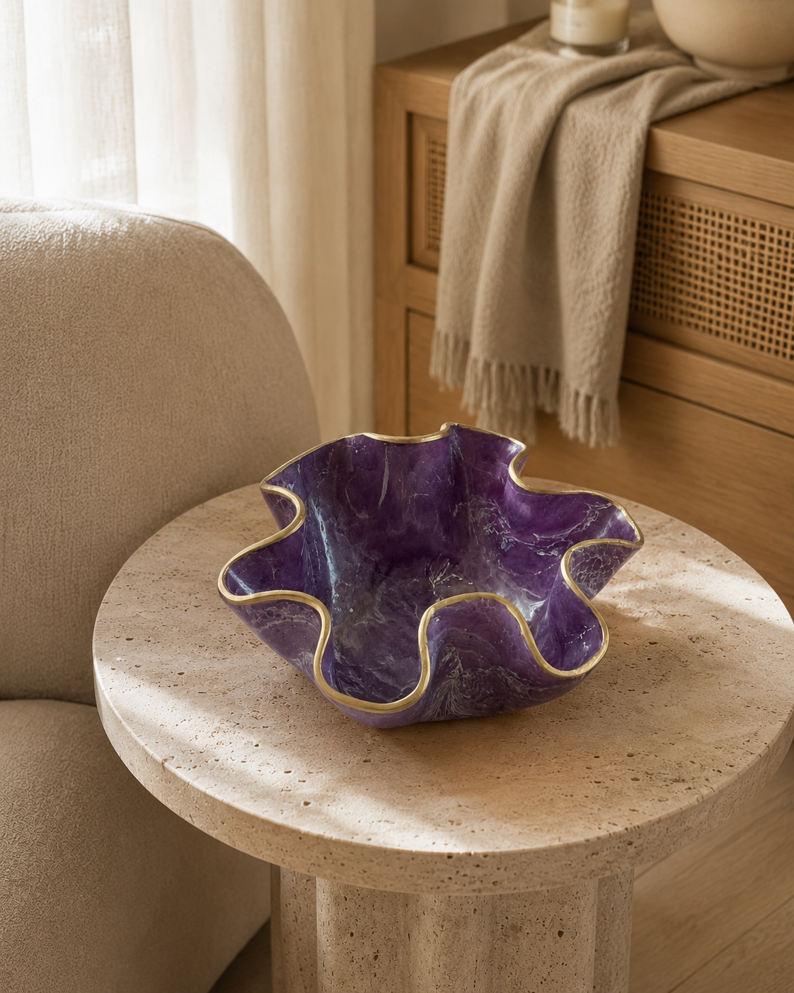 Small Purple bowl, 8x3" geode design epoxy resin