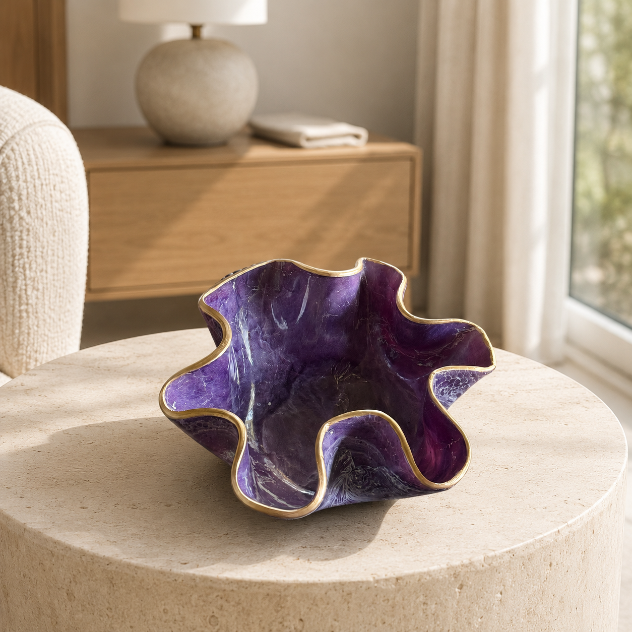 Small Purple bowl, 8x3" geode design epoxy resin