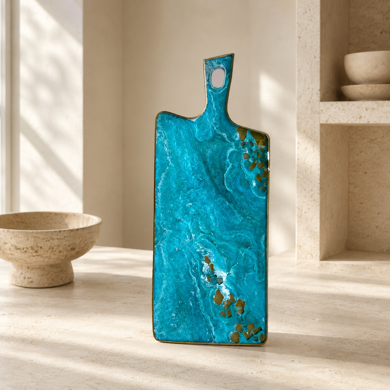 Ocean colors Cheese board, 3 sizes handmade epoxy resin geode design