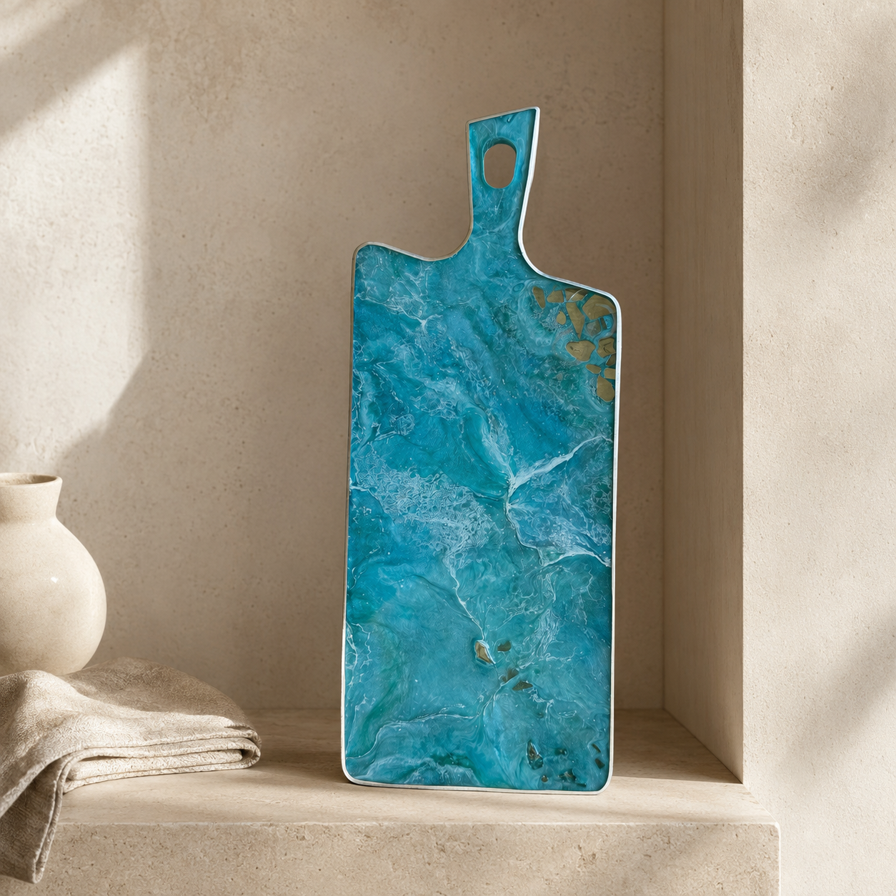 Ocean colors Cheese board, 3 sizes handmade epoxy resin geode design