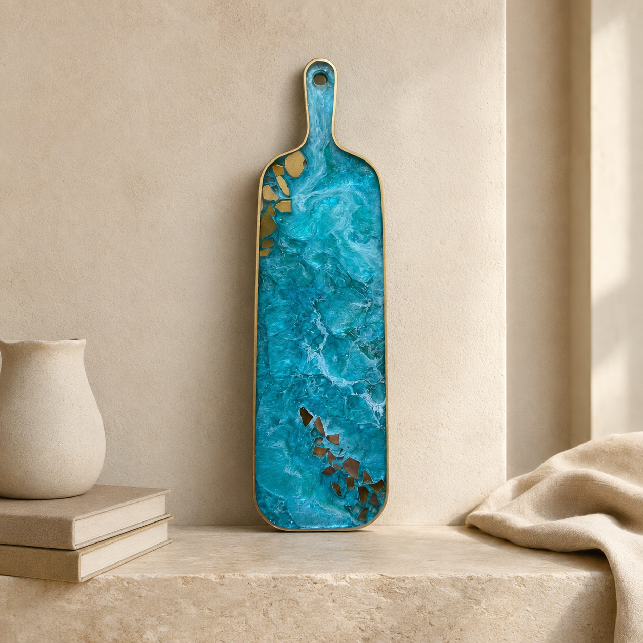 Ocean colors Cheese board, 3 sizes handmade epoxy resin geode design
