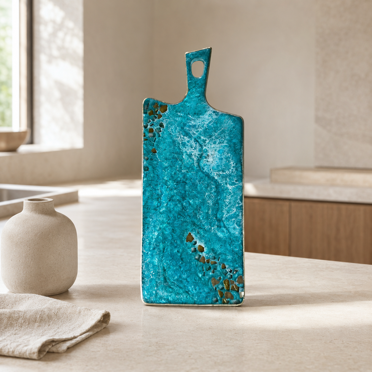 Ocean colors Cheese board, 3 sizes handmade epoxy resin geode design
