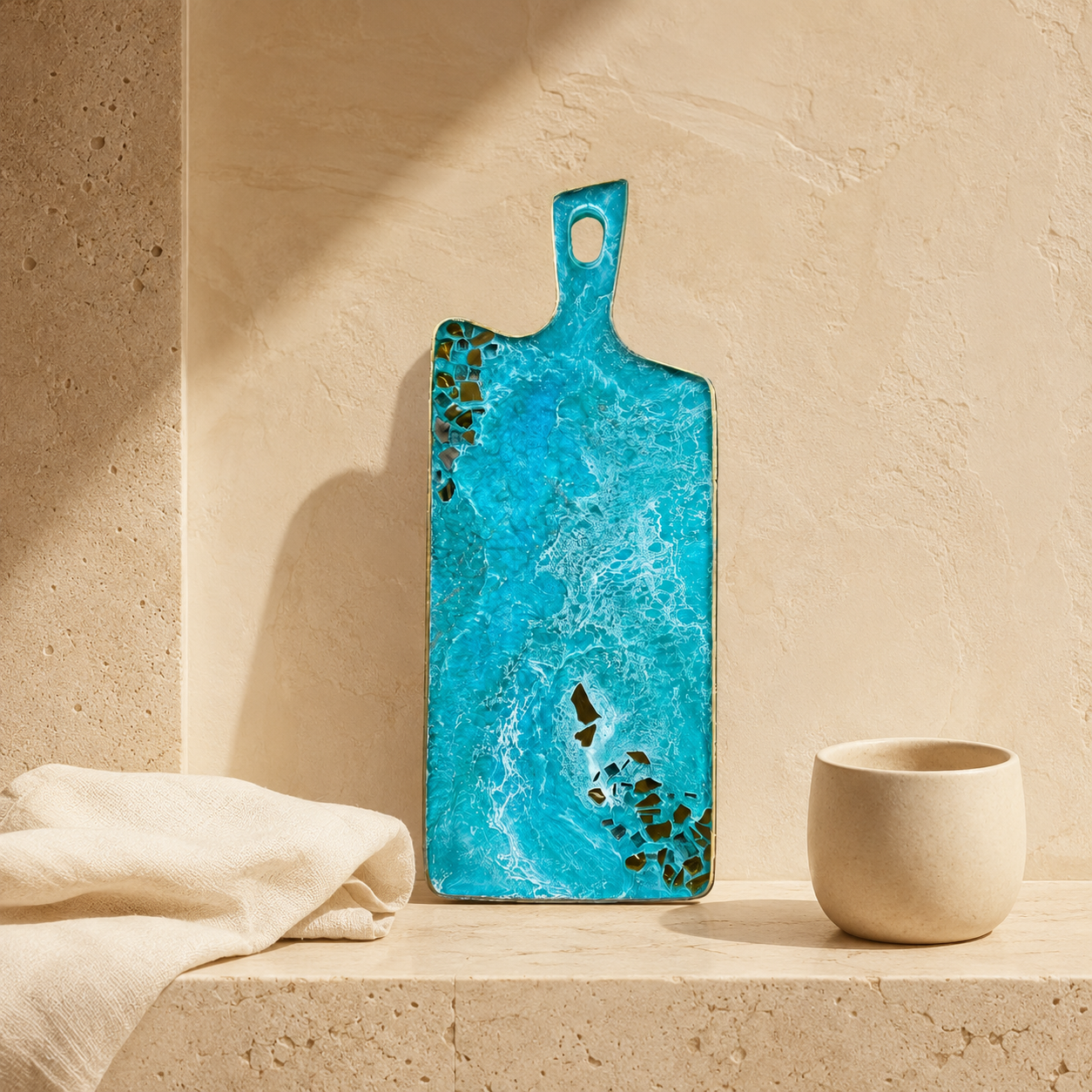 Ocean colors Cheese board, 3 sizes handmade epoxy resin geode design
