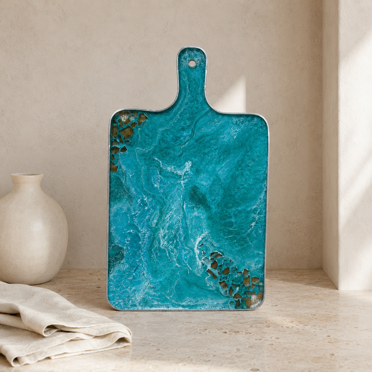Ocean colors Cheese board, 3 sizes handmade epoxy resin geode design