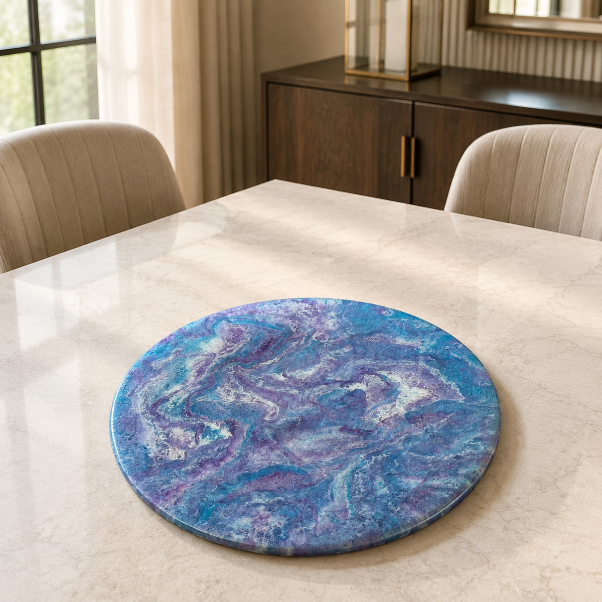 Purple and Blue Lazy Susan geode design epoxy resin, 5 sizes