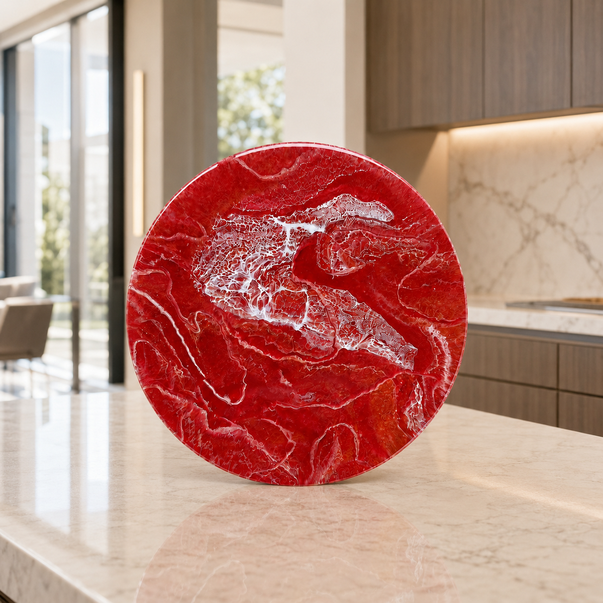Red Lazy Susan geode design epoxy resin, 5 sizes