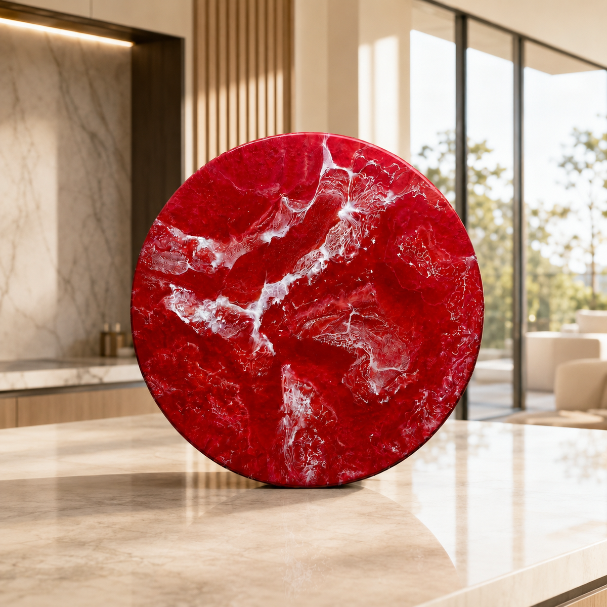 Red Lazy Susan geode design epoxy resin, 5 sizes