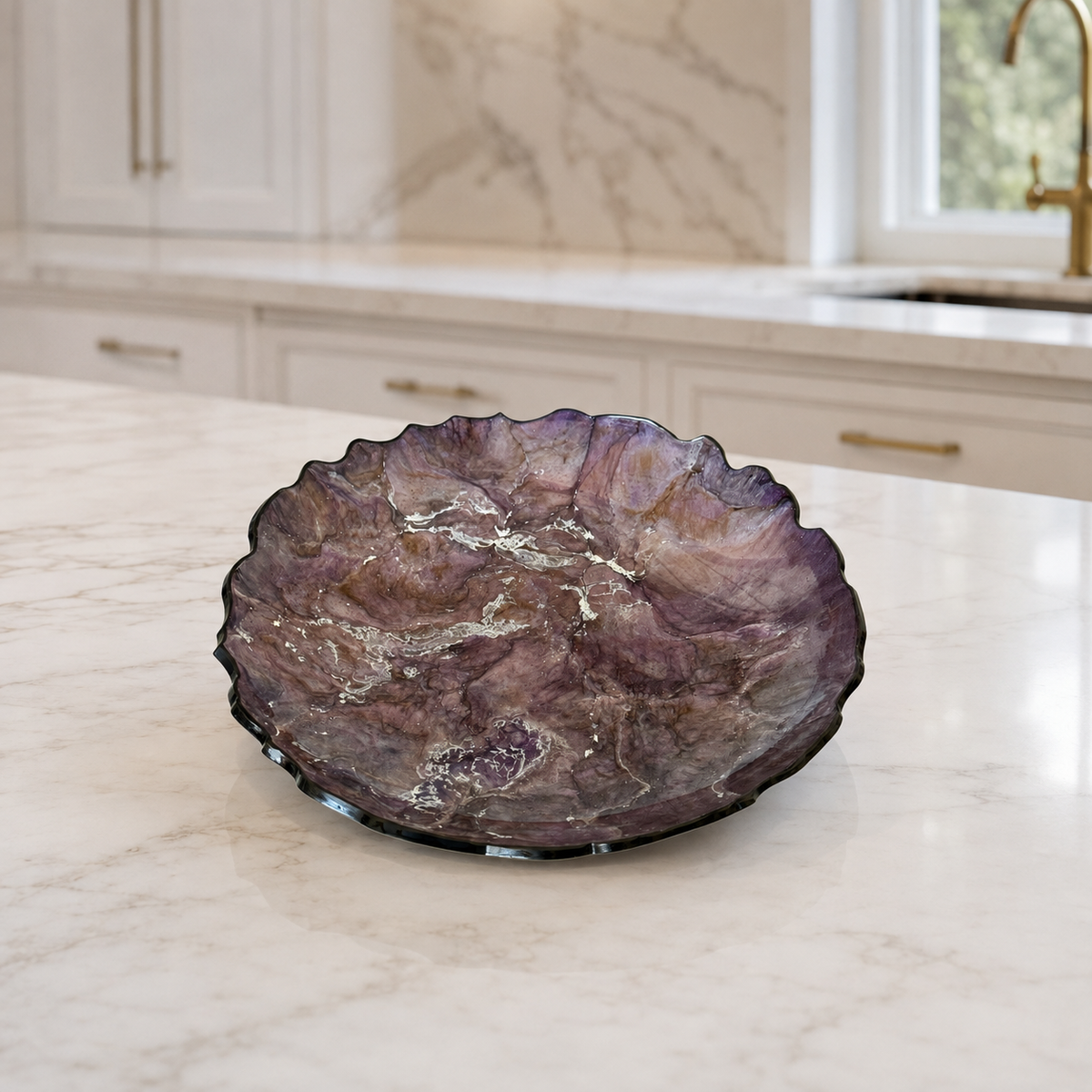 Purple and Brown Platter 12" geode design epoxy resin