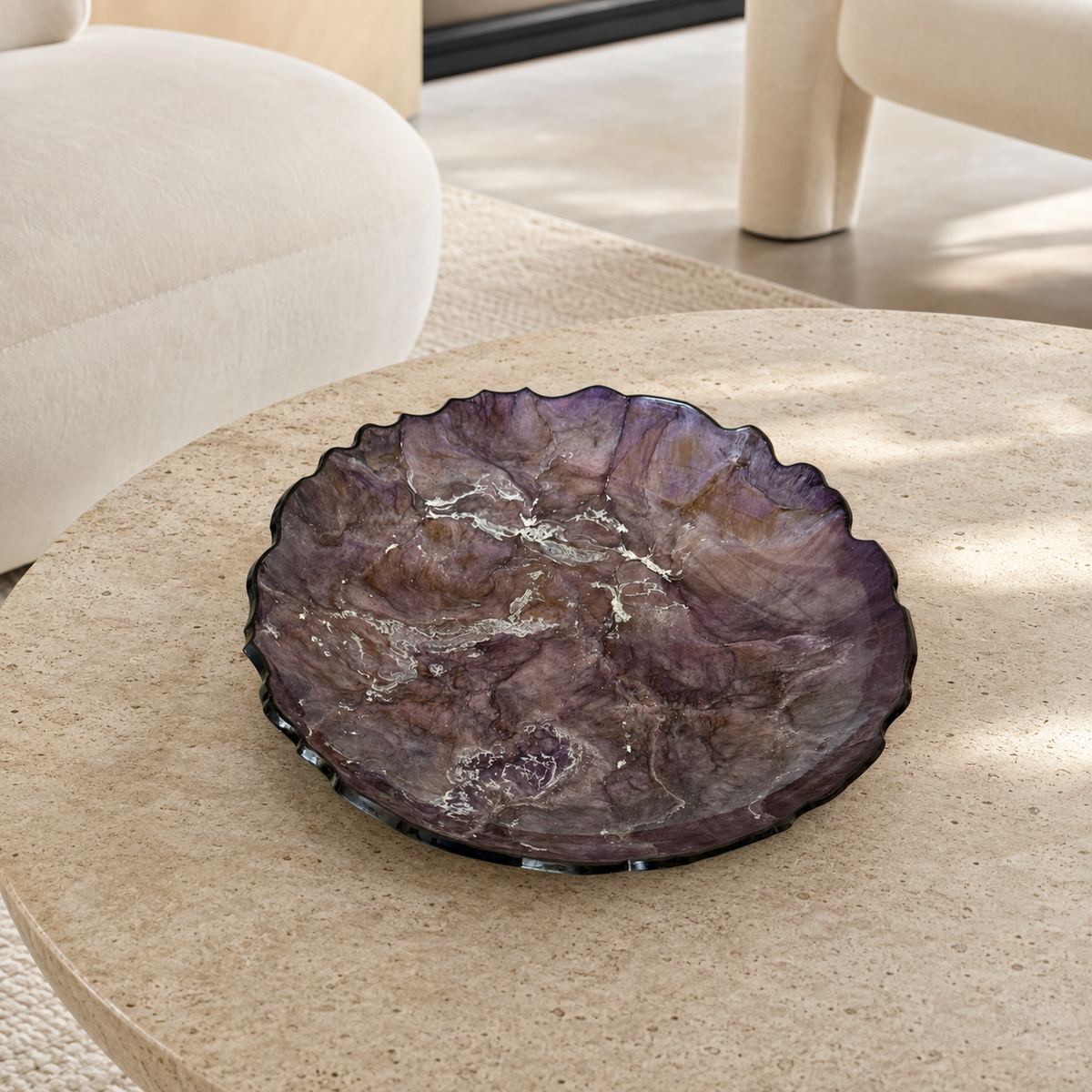 Purple and Brown Platter 12" geode design epoxy resin