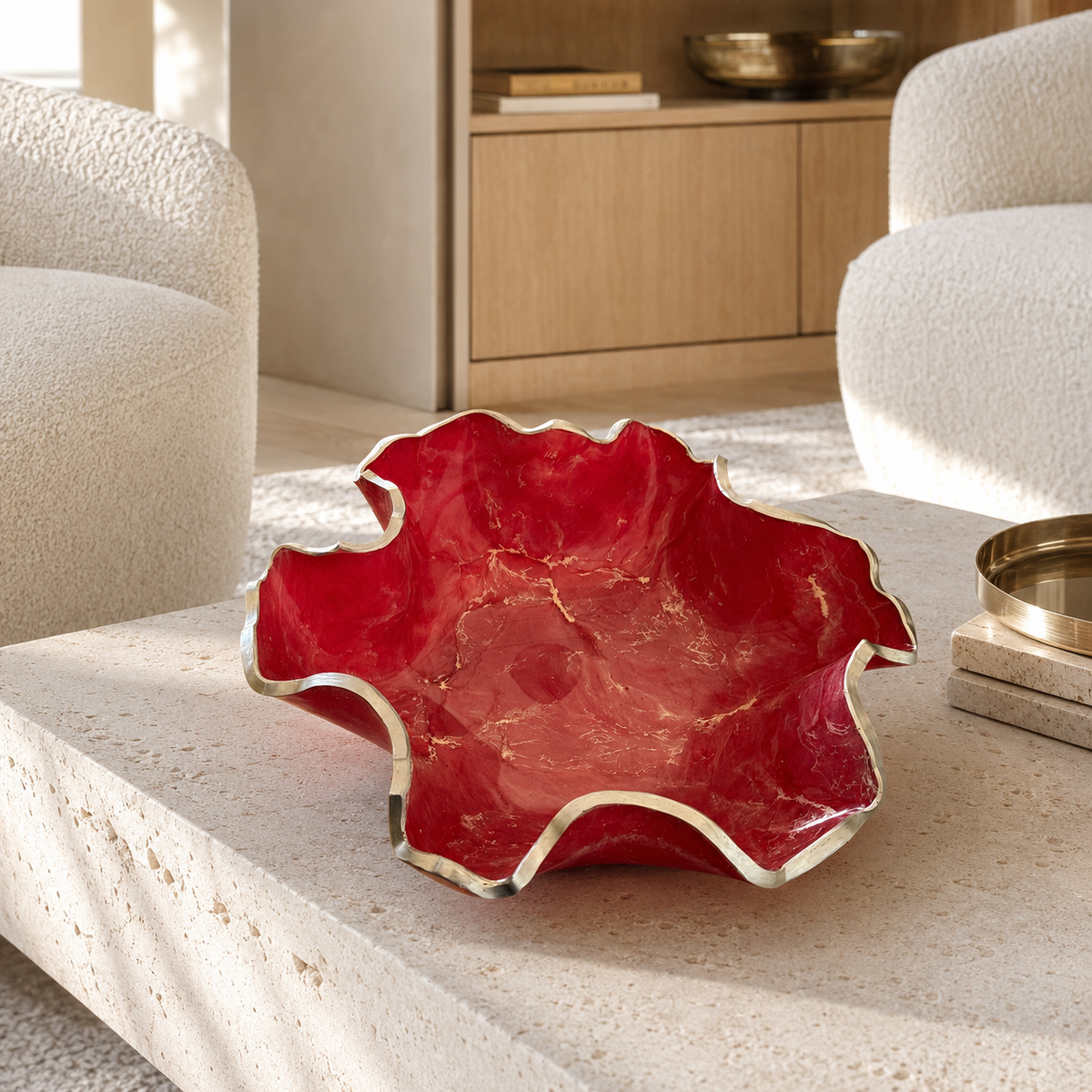 Medium Red bowl, 11x3" geode design epoxy resin