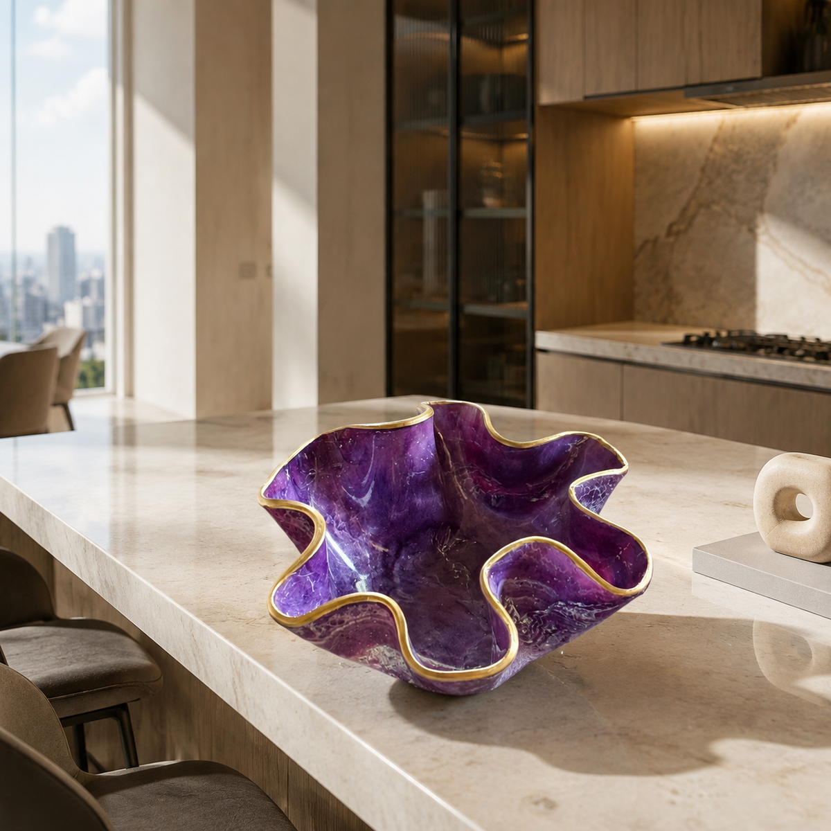 X Small Purple bowl, 8x3" geode design epoxy resin
