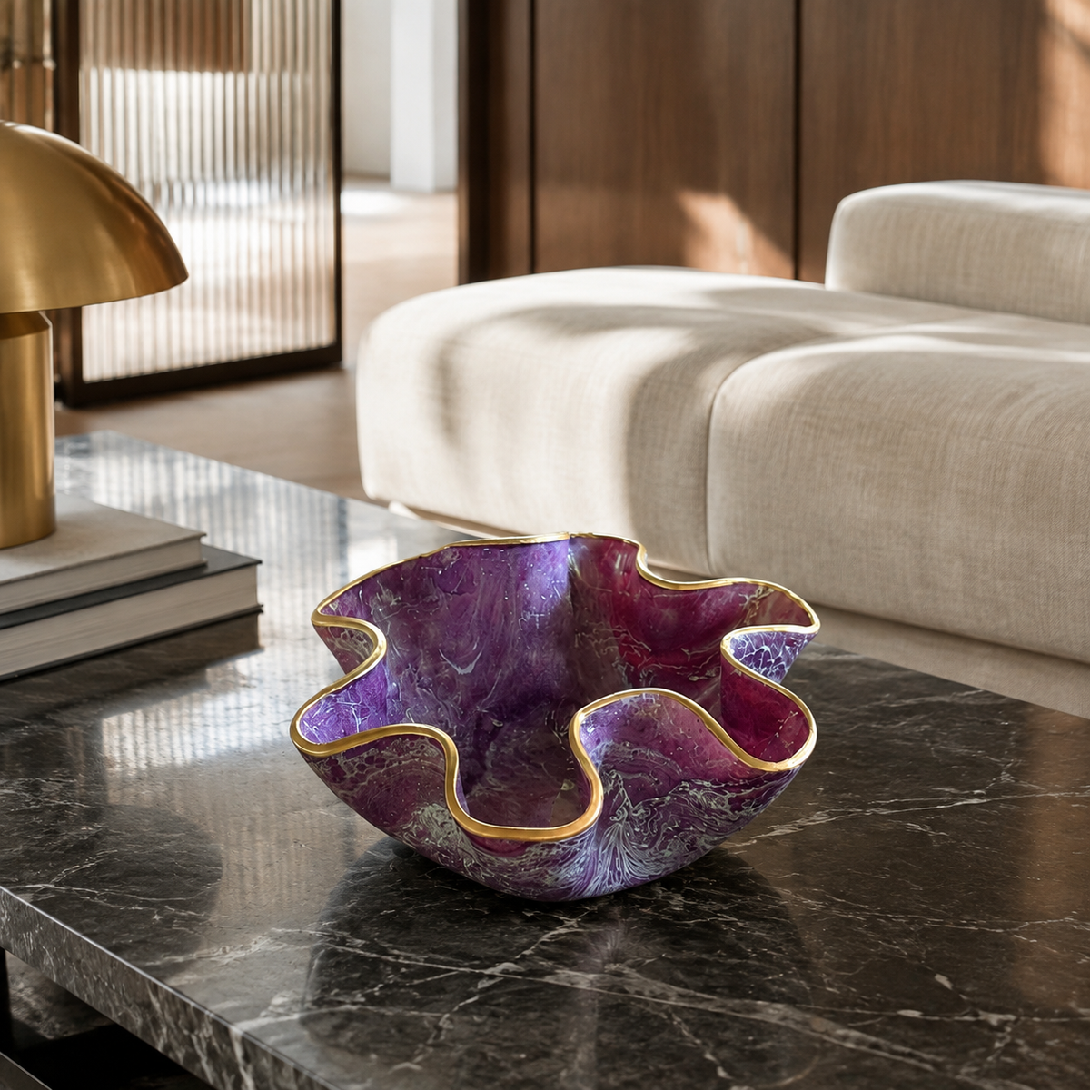 X Small Purple bowl, 8x3" geode design epoxy resin