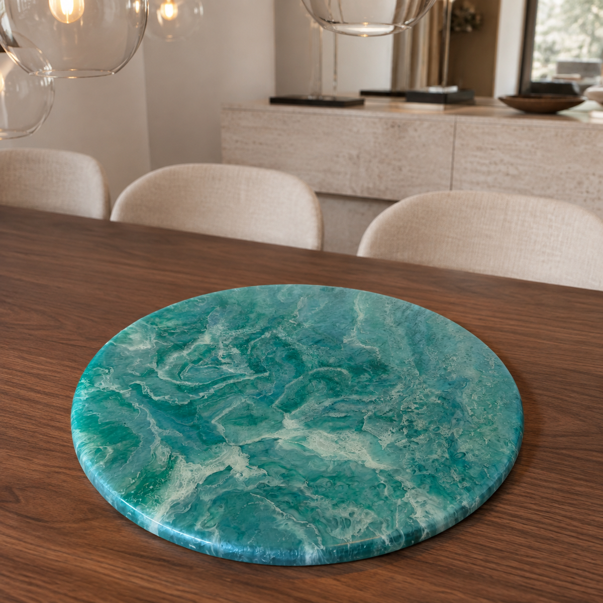 Ocean Colors Lazy Susan geode design epoxy resin, 5 sizes