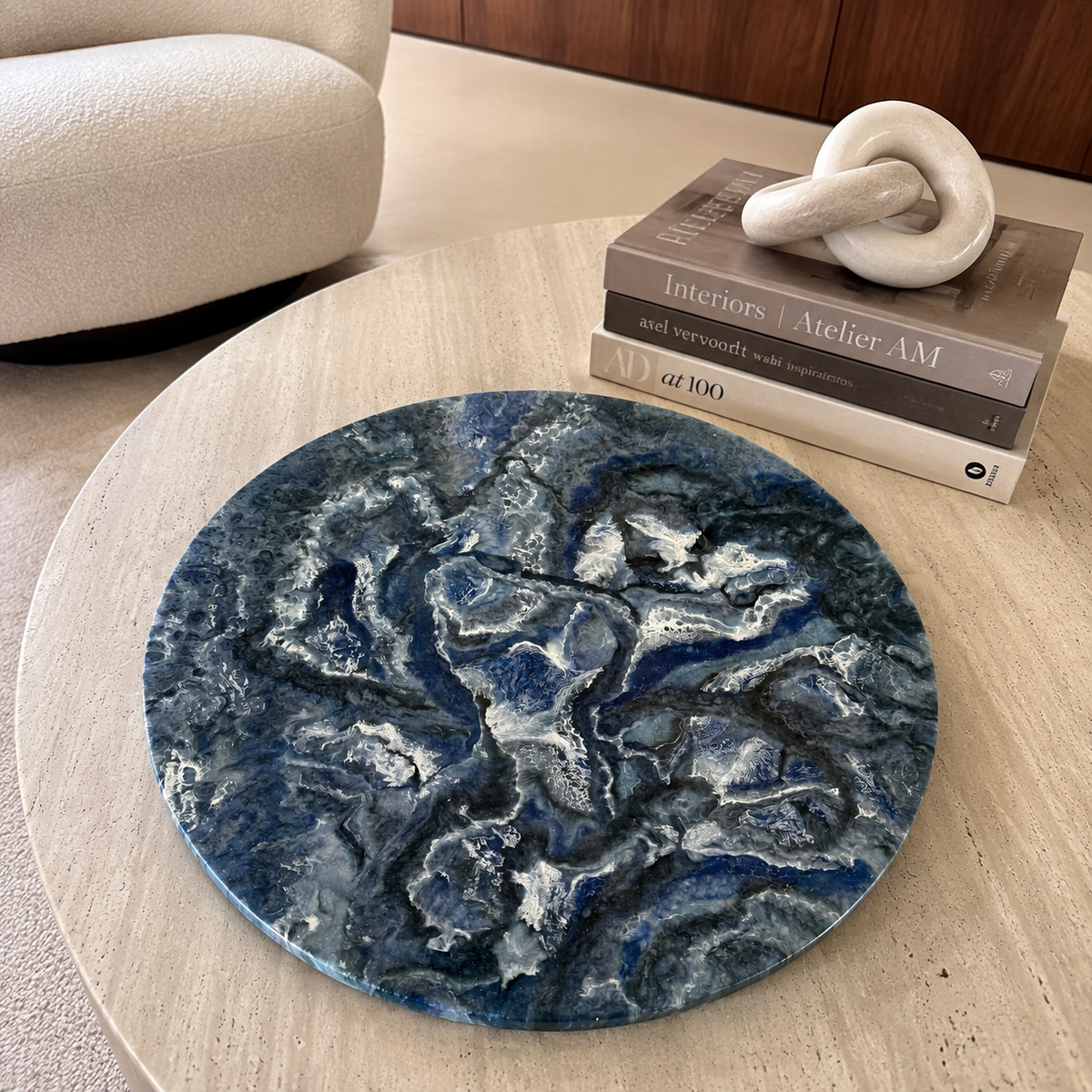 Blue Lazy Susan geode design epoxy resin, 5 sizes