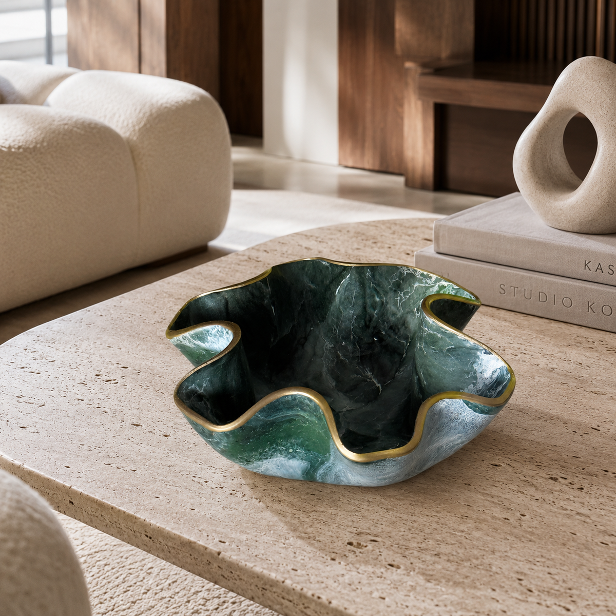 X Small Green bowl, 8x3" geode design epoxy resin