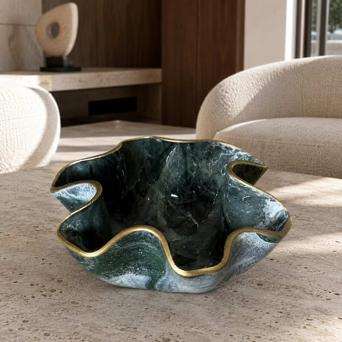 X Small Green bowl, 8x3" geode design epoxy resin
