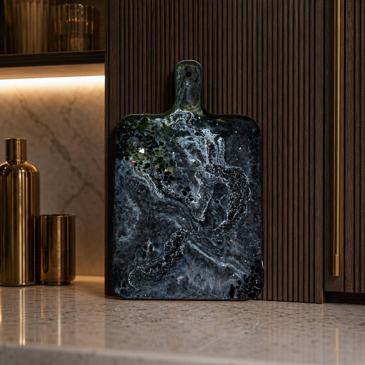 Black Cheese board, 3 sizes handmade epoxy resin geode design