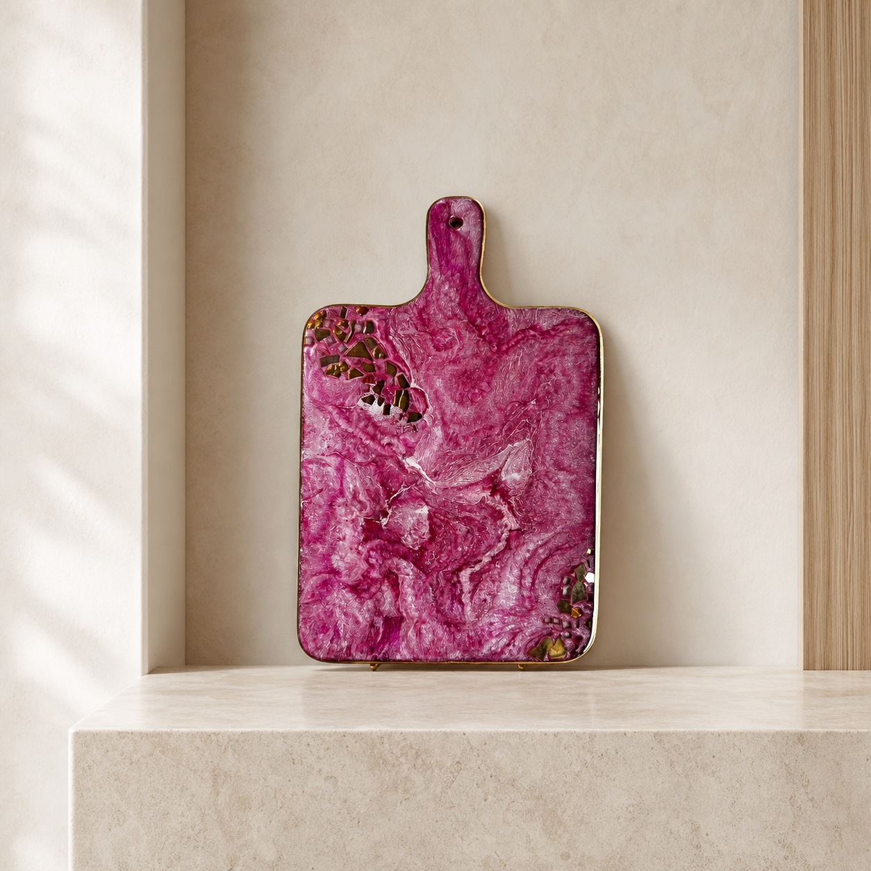 Pink Cheese board, 3 sizes handmade epoxy resin geode design