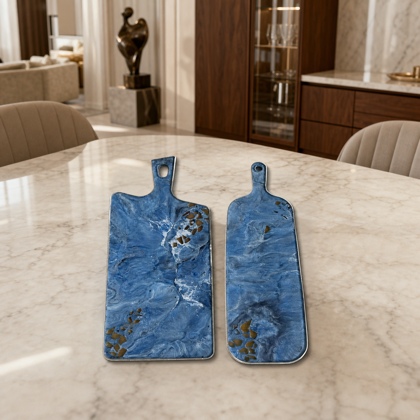 Blue Cheese board, 3 sizes handmade epoxy resin geode design