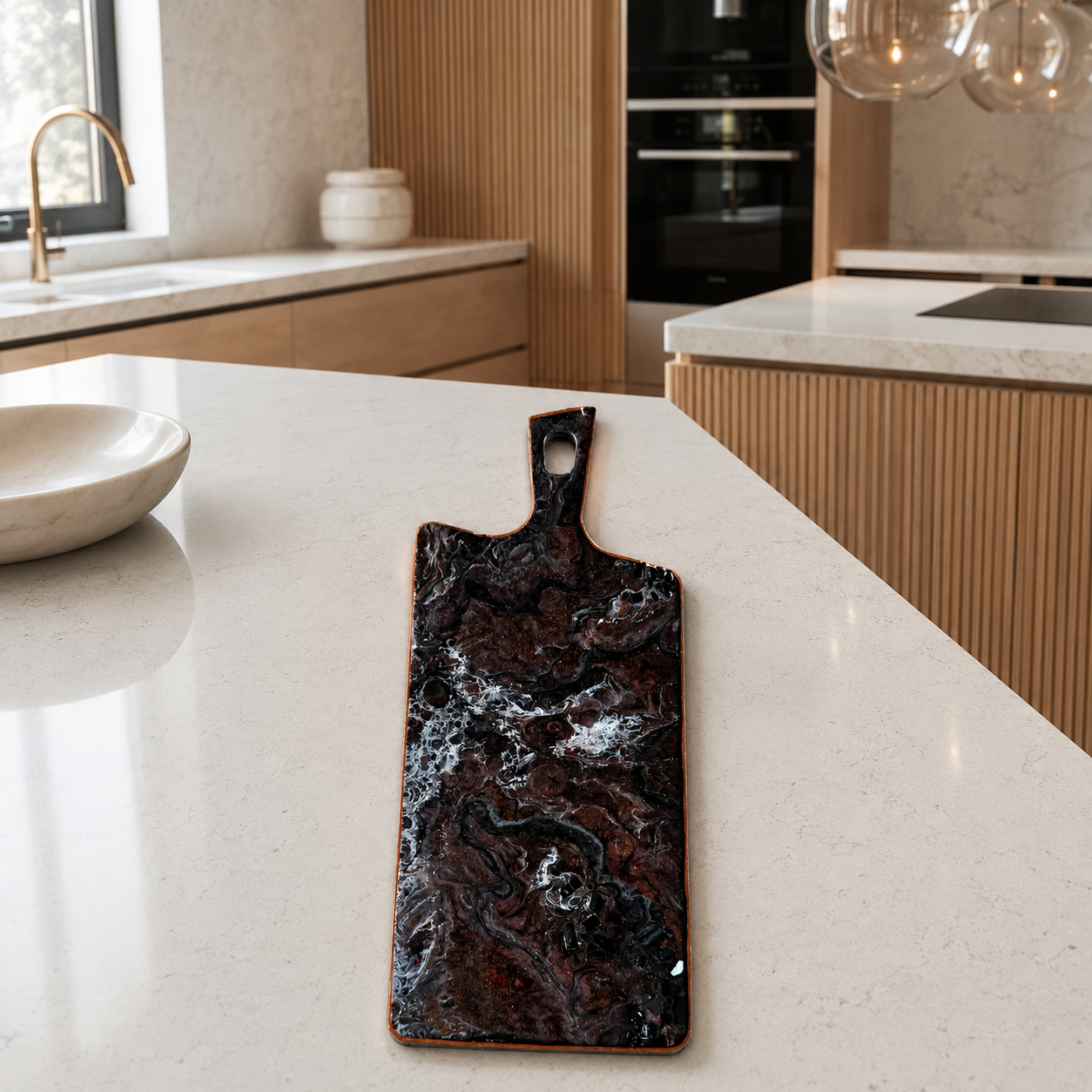Black, Bronze and Copper Cheese board, 3 sizes handmade epoxy resin geode design